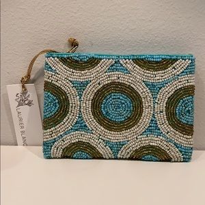 Laurier Blanc Beaded Zipper Pouch